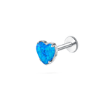 Piercing orecchio/naso/bocca cuore azzurro in argento