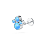 Piercing orecchio/naso/bocca tre grappoli blu in argento