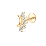 Piercing orecchio/naso luna con cristalli bianco in oro