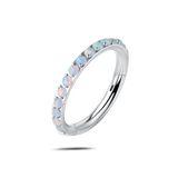 Piercing orecchio/naso/bocca cerchietto opale bianco in argento