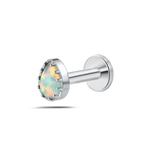 Piercing orecchio/naso/bocca lacrima bianca opale in argento
