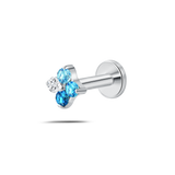Piercing orecchio/naso/bocca orchidea sky blue in argento
