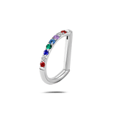 Piercing orecchio/naso/bocca semicerchio arcobaleno in argento