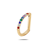 Piercing orecchio/naso/bocca semicerchio arcobaleno in oro
