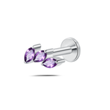 Piercing orecchio/naso/bocca trilogy viola in argento