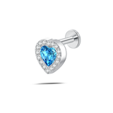 Piercing orecchio/naso cuore innamorato azzurro in argento