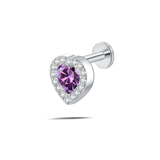Piercing orecchio/naso cuore innamorato viola in argento