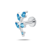 Piercing orecchio/naso ramo di luce sky blue in argento