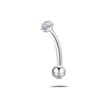 Piercing sopracciglio/orecchio pietra bianca in argento