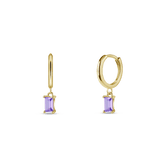 Orecchini baguette viola in oro