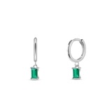 Orecchini baguette verde in argento