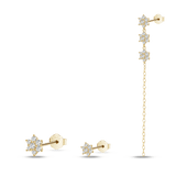 White bouquet earrings in gold