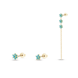Turquoise bouquet earrings in gold