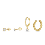 Gold hoop earrings set