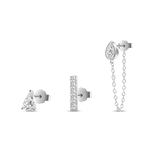 Set crystal drop earrings in silver