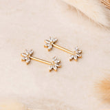 Piercing capezzoli loto cinque petali in oro