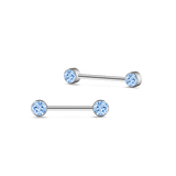 Piercing capezzoli punto luce azzurro in argento
