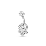 Navel piercing three clusters in silver