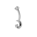 Silver moon navel piercing
