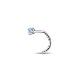 Nose piercing with blue light point in silver