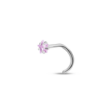 Pink star nose piercing in silver