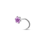 Nose piercing purple flower in silver