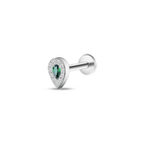 Green light drop ear piercing in silver