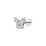 Mini white butterfly ear piercing in silver