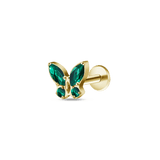 Piercing orecchio/naso mini farfalla verde in oro