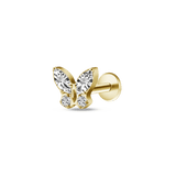 Mini white butterfly ear piercing in gold
