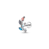 Multicolor silver stem ear piercing