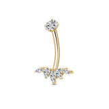 Gold crystal navel piercing