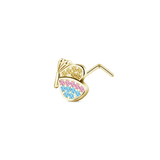 Gold butterfly nose piercing with rainbow crystals