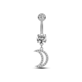 Piercing ombelico piccola luna in argento