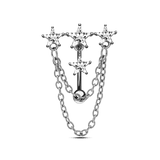 Piercing ombelico floating stelline in argento