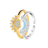 Set rings sun and moon in silver and gold
