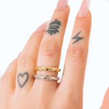 "The checkered ring in silver"