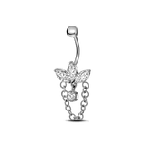 Piercing ombelico taglio marquise con catena in argento