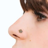 Gold butterfly nose piercing with white crystals