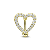 Floating belly button piercing with small adjustable heart in gold