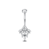 Navel piercing cluster of marquise zirconia in silver
