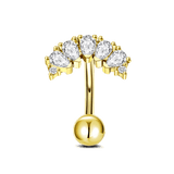 Floating luxury belly button piercing in gold