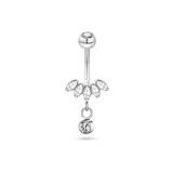 White petal navel piercing in gold