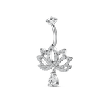 Piercing ombelico fiore di loto in argento