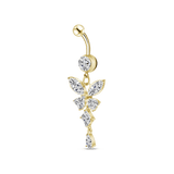 Butterfly navel piercing in gold