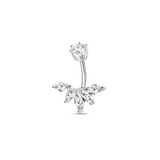 Lotus navel piercing in silver