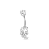 Silver moon navel piercing