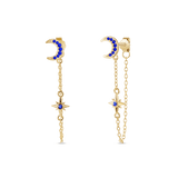 Moon earrings with comet in gold