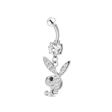 Silver bunny navel piercing