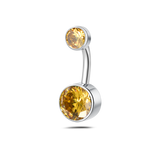 Piercing ombelico base piatta gialla in argento
